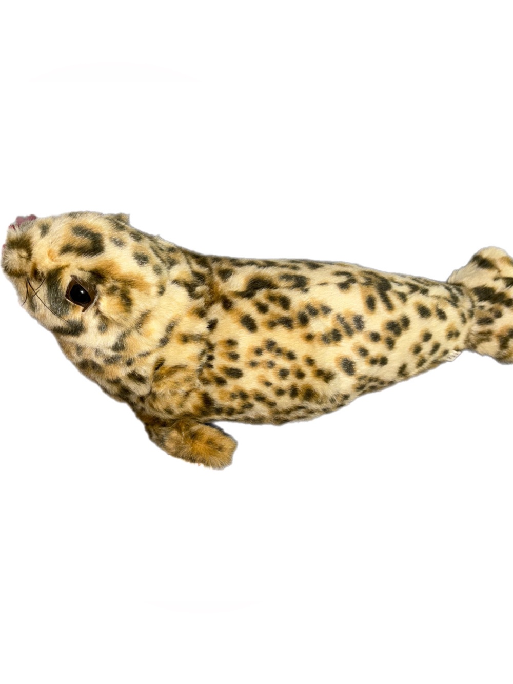 Vintage Plush King  Leopard Seal Stuffed Animal - Cream and Brown